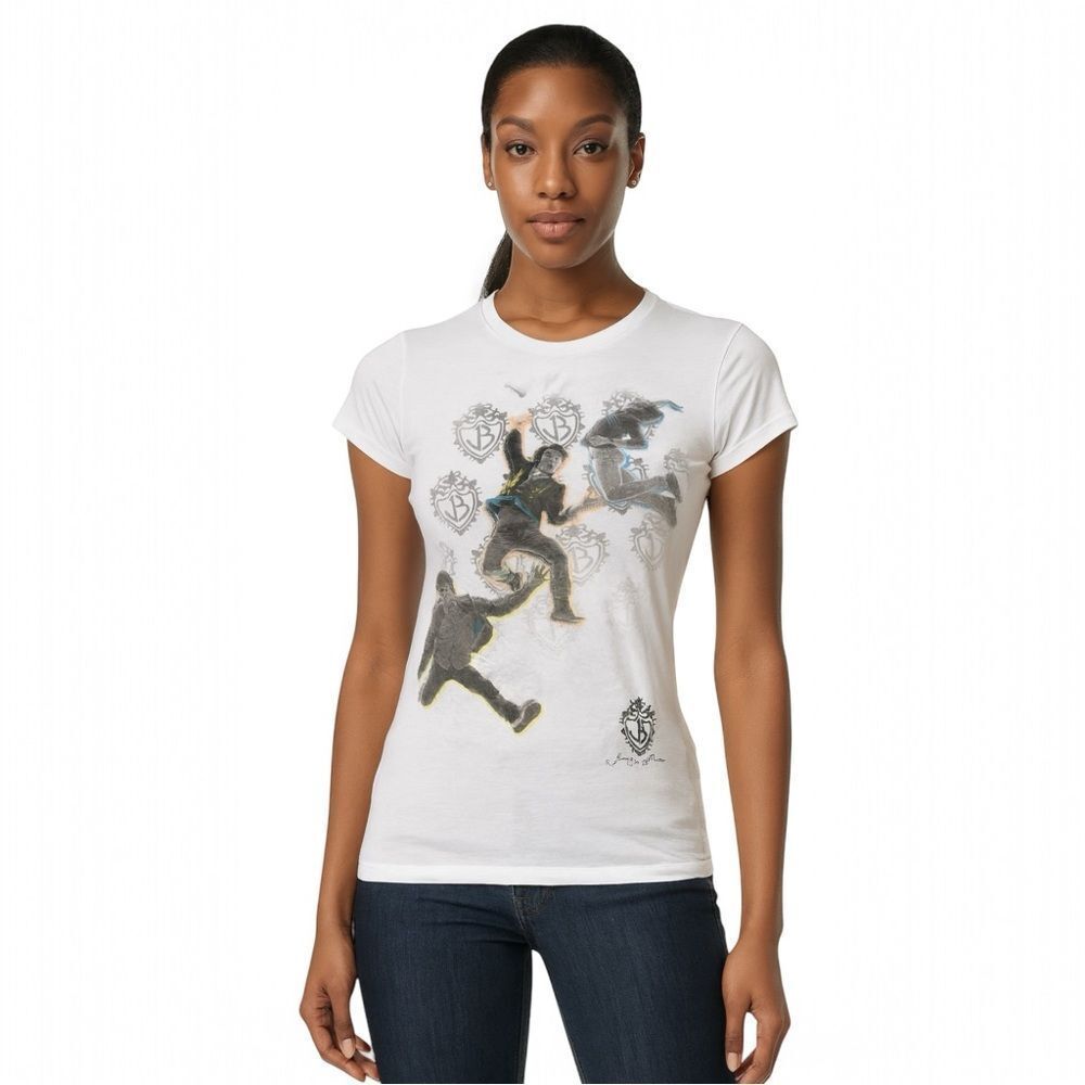 Official Vintage Jonas Brothers White Graphic Short Sleeve T-Shirt size L